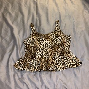 Peplum Top Leopard Print Sleeveless DOTS